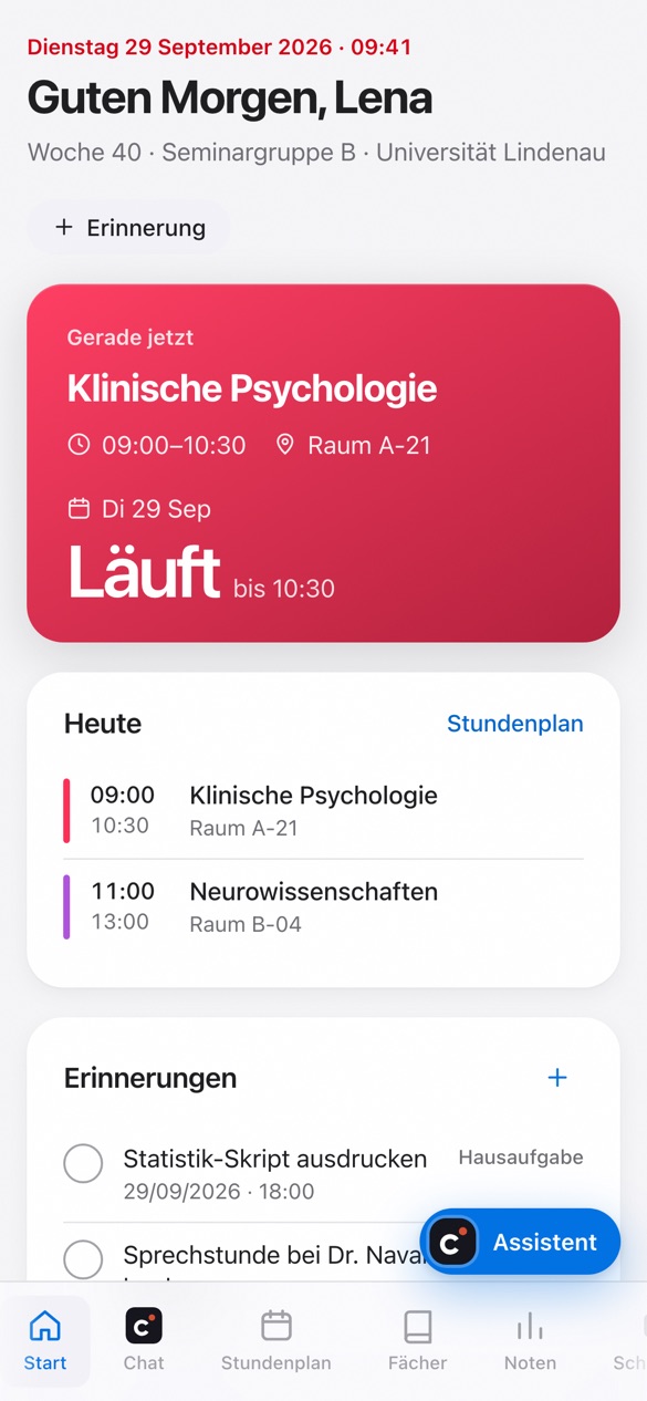 Der classmait-Assistent antwortet aus den eigenen Unterlagen des Schülers